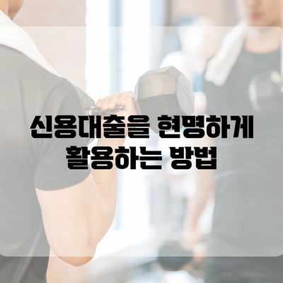 신용대출을 현명하게 활용하는 방법